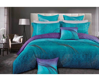 Queen Size Turquoise Aqua and Purple Quilt Cover Set (3PCS) - JVEES