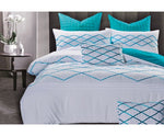 Super King Size White and Turquoise Blue Quilt Cover Set (3PCS) - JVEES