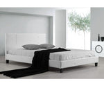 Queen PU Leather Bed Frame White - JVEES