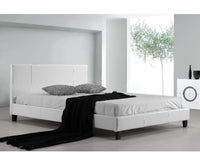 Queen PU Leather Bed Frame White - JVEES