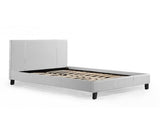 Queen PU Leather Bed Frame White - JVEES