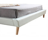 PU Leather King Bed Frame and Button Tufted Headboard - White - JVEES