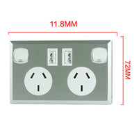10A Double Australian USB Power Point Supply 2 Socket Switch Wall Plug Silver - JVEES