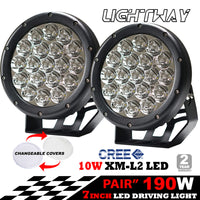 Pair 7inch 190w Cree LED Driving Light Black Spotlight Offroad HID 4x4 ATV