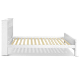 King Single Wooden Bedframe with Storage Shelf  - White - JVEES