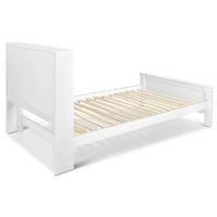 King Single Wooden Bedframe with Storage Shelf  - White - JVEES