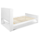 King Single Wooden Bedframe with Storage Shelf  - White - JVEES