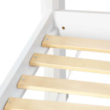 King Single Wooden Bedframe with Storage Shelf  - White - JVEES