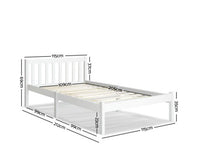 King Single Wooden Bed Frame - White - JVEES