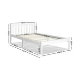 King Single Wooden Bed Frame - White - JVEES