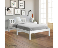 King Single Wooden Bed Frame - White - JVEES