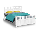 Queen Size Wooden Bed Frame - White - JVEES