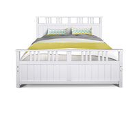 Queen Size Wooden Bed Frame - White - JVEES