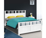 Queen Size Wooden Bed Frame - White - JVEES