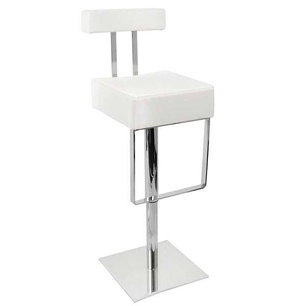 PU Leather Stainless Steel Bar stool - White