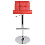 Set of 2 PU Leather Kitchen Bar Stool Red - JVEES