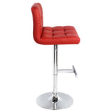 Set of 2 PU Leather Kitchen Bar Stool Red - JVEES