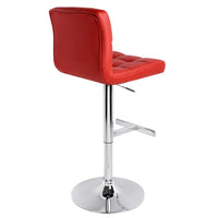 Set of 2 PU Leather Kitchen Bar Stool Red - JVEES