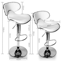 Set of 2 PU Leather Kitchen Bar Stool White - JVEES