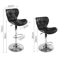 Set of 2 PU Leather Kitchen Bar Stool Black - JVEES