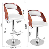 PU Leather Wooden Kitchen Bar Stool Padded Seat White - JVEES