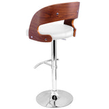 PU Leather Wooden Kitchen Bar Stool Padded Seat White - JVEES