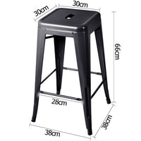 Set of 4 Replica Tolix Kitchen Bar Stool 66cm Black - JVEES