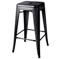 Set of 4 Replica Tolix Kitchen Bar Stool 66cm Black - JVEES