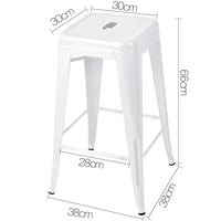 Set of 4 Replica Tolix Kitchen Bar Stool 66cm White - JVEES