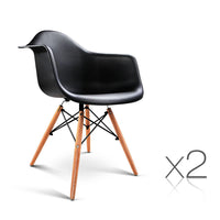 Set of 2 Replica Eames Cafe Chairs Beech Black