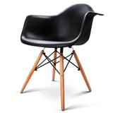 Set of 2 Replica Eames Cafe Chairs Beech Black - JVEES