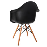 Set of 2 Replica Eames Cafe Chairs Beech Black - JVEES