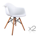 Set of 2 Replica Eames Cafe Chairs Beech White