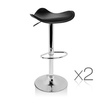 Set of 2 PVC Leather Kitchen Bar Stool Black