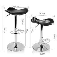 Set of 2 PVC Leather Kitchen Bar Stool Black - JVEES