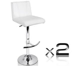 Set of 2 PU Leather Kitchen Bar Stool White - JVEES