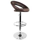 Set of 2 PU Leather Kitchen Bar Stool Chocolate - JVEES