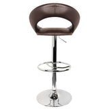 Set of 2 PU Leather Kitchen Bar Stool Chocolate - JVEES