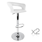 Set of 2 PU Leather Kitchen Bar Stool White