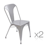 Set of 2 Steel Dining Chair Silver