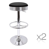 Set of 2 PU Leather Kitchen Bar Stool Black