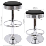 Set of 2 PU Leather Kitchen Bar Stool Black - JVEES