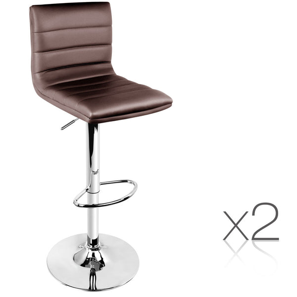 Set of 2 PU Leather Kitchen Bar Stool Chocolate