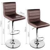 Set of 2 PU Leather Kitchen Bar Stool Chocolate - JVEES