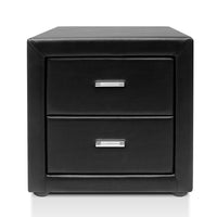 Deluxe PU Leather 2 Drawers Cabinet Black - JVEES