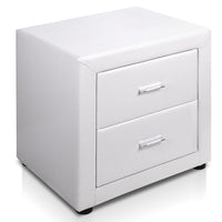 Deluxe PU Leather 2 Drawers Cabinet White