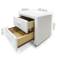 Deluxe PU Leather 2 Drawers Cabinet White - JVEES