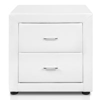 Deluxe PU Leather 2 Drawers Cabinet White - JVEES