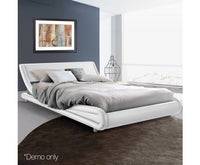 PU Leather Bed Frame Queen White - JVEES