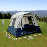 4 Person Family Camping Tent Navy Grey - JVEES